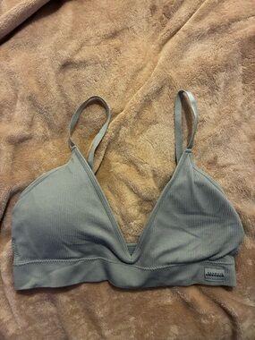 💰5/$10 Branded Ribbed Triangle Bralette in Light blue